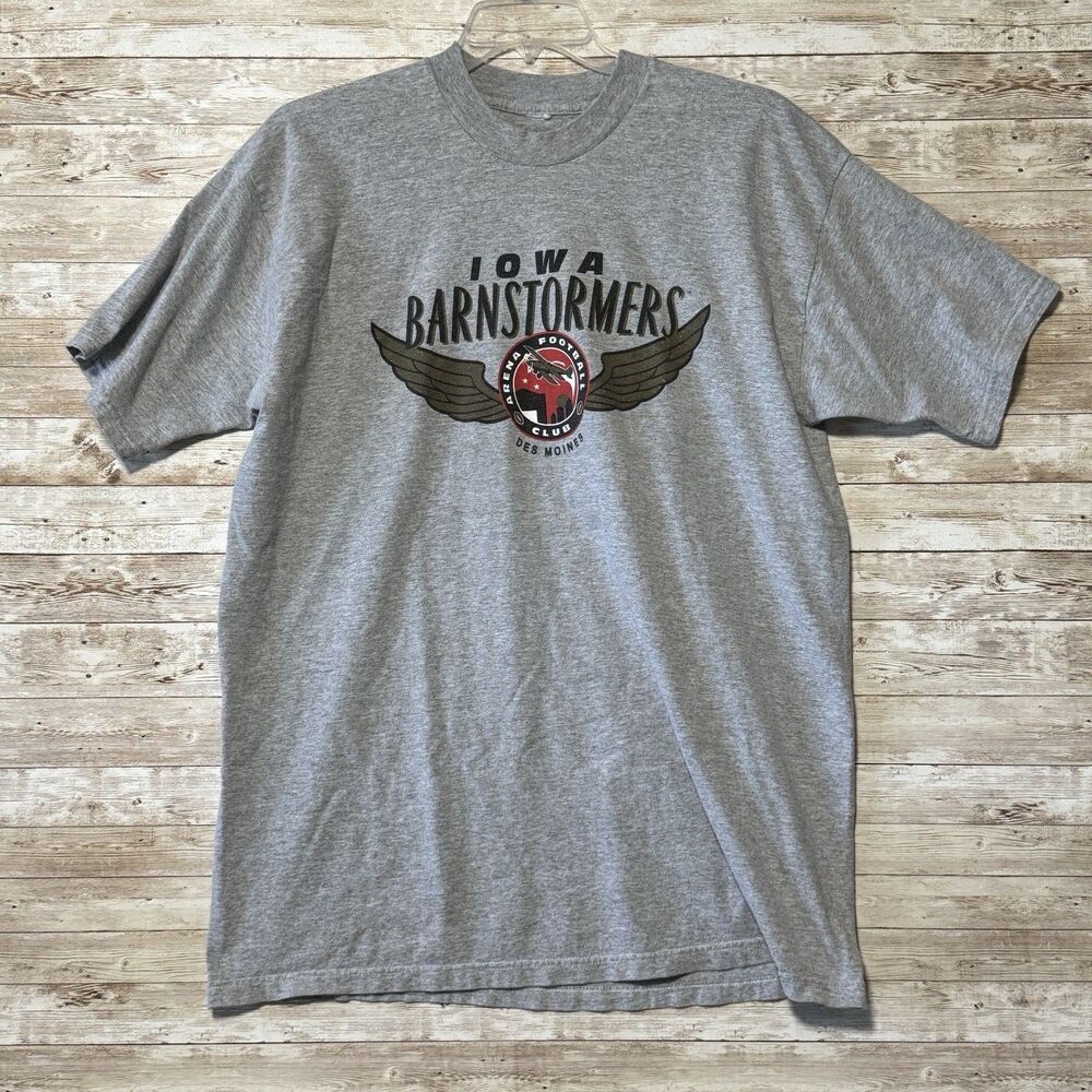 Vintage Iowa Barnstormers AFL T Shirt Adult XL Gray 90s Arena Football Cut Tag